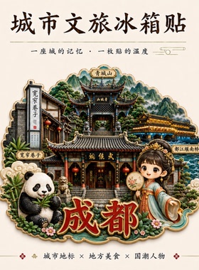 成都城市文旅国潮立领冰箱贴