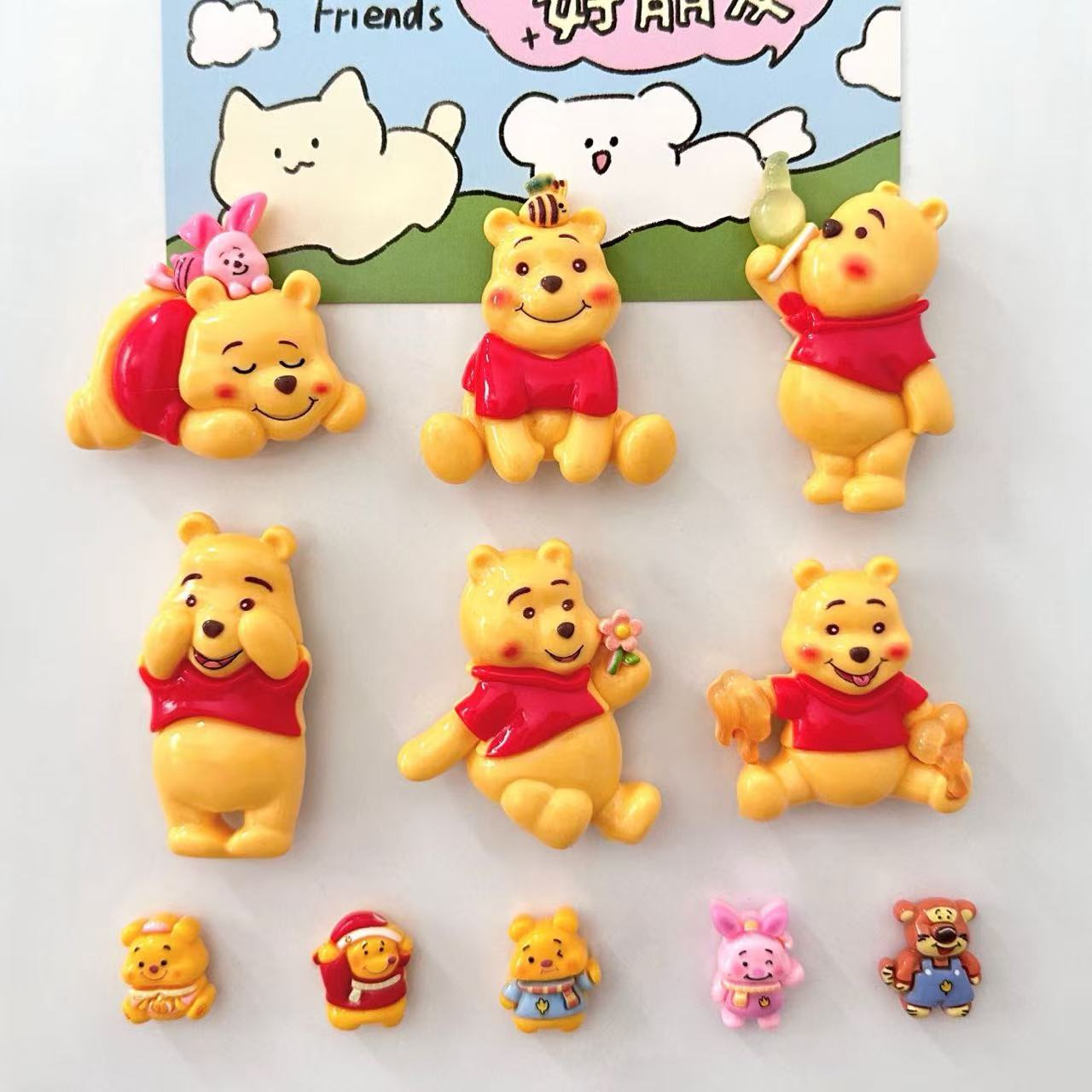 新款卡通可爱维尼熊3D冰箱贴