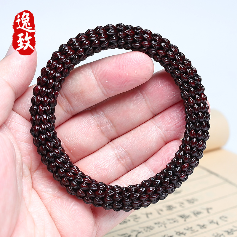招财鼠紫金鼠雕刻手串九转莲花台座绕指柔黑金单圈文玩佛珠手串