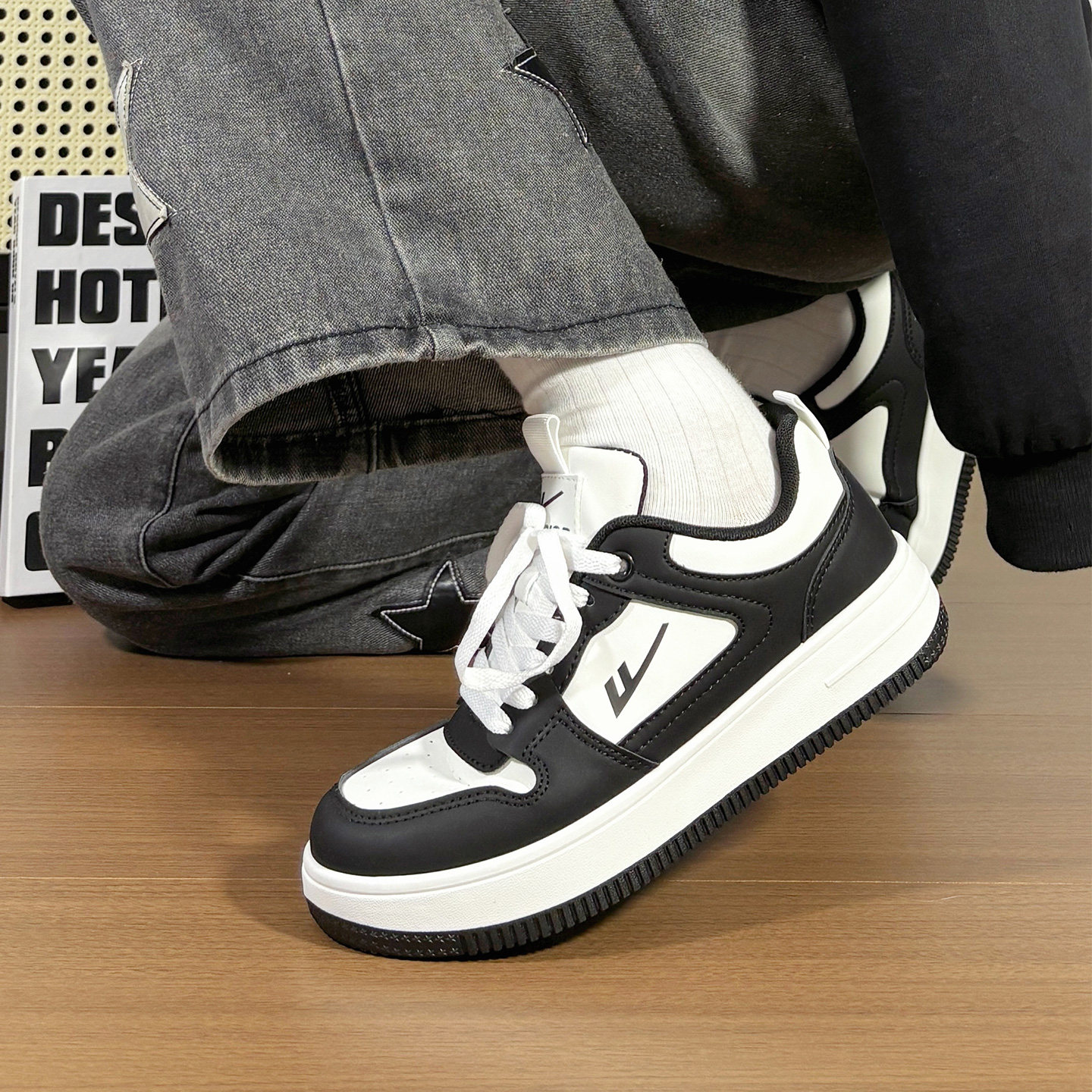 回力黑白小白鞋情侣款鞋子男女