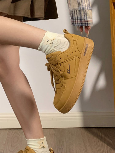 回力女鞋小麦色板鞋厚底2026春款