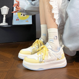 回力2026新款蝴蝶小白鞋女厚底原创百搭大头面包鞋休闲运动板鞋女