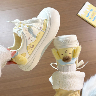 冬款人本加绒大头可爱小白鞋女鞋