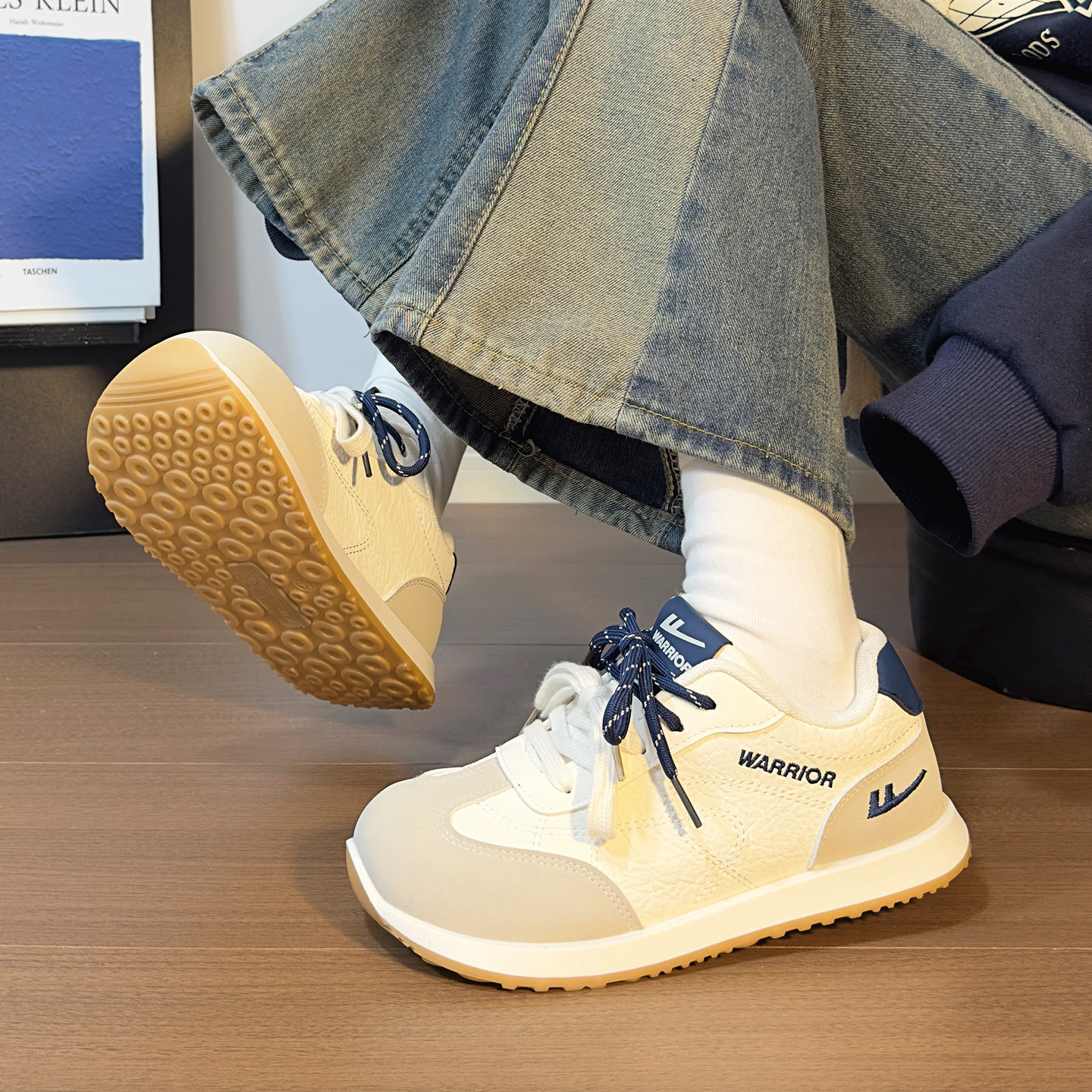 回力雾霾蓝德训鞋女2026春季新款轻便百搭皮面小白鞋软底原创板鞋,女鞋,德训鞋,淘宝优惠券,粉丝福利购,淘宝优惠卷