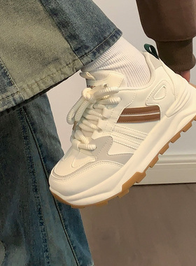 2026新款人本软底运动小白鞋男女原创爆款百搭冬季情侣老爹鞋加绒