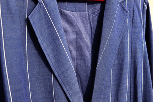 23春款 中长气质外套 棉质条纹宽松女风衣