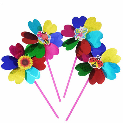 塑料七彩户外旋转风车地摊热卖