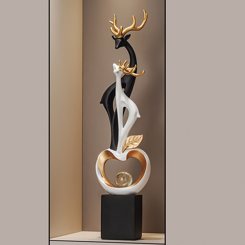 进门玄关格栅柜招财旺宅情侣鹿摆件客厅细长高艺术装饰品乔迁礼物,家居饰品,装饰摆件,淘宝优惠券,粉丝福利购,淘宝优惠卷