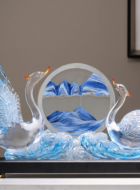 客厅简约创意天鹅流沙画装饰摆件