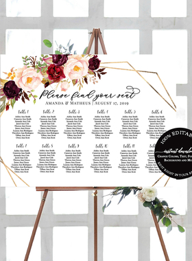 个性新款其他定制婚礼席位表分布宾客名单婚宴布置清新eting crt