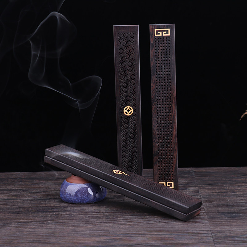 中式实木香薰炉长条形镂空设计室内熏香炉香道用品