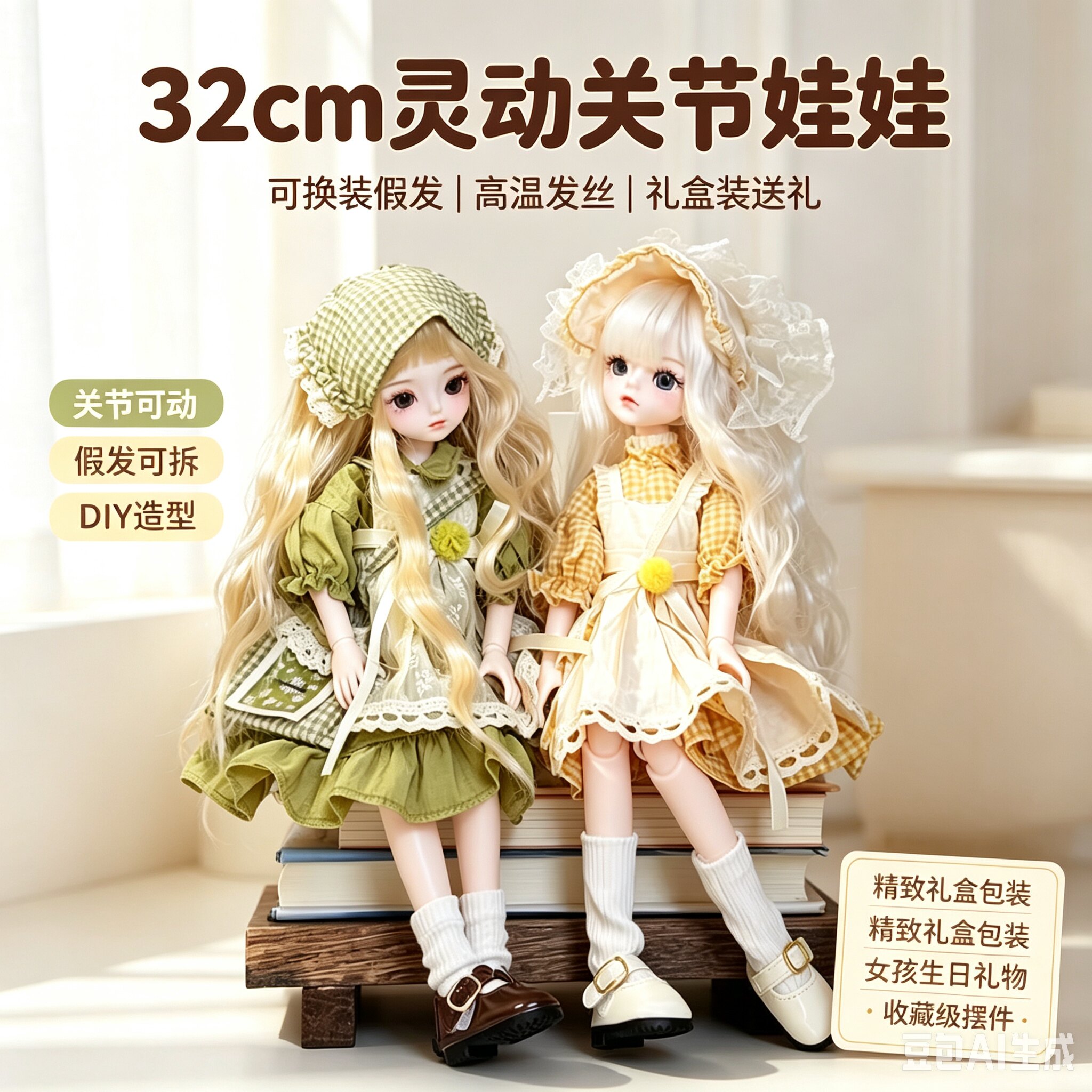 32cm6分bjd洋娃娃假发新款正版全