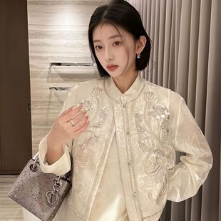 姐妹欧洲站欧货女新中式国风重工刺绣亮片马甲女气质百搭马甲上衣