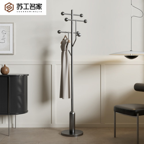 不锈钢简约高级灰落地衣帽架艺术