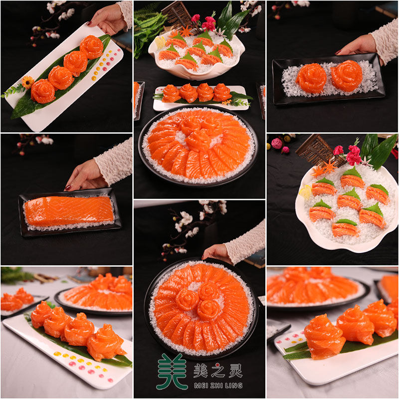仿真菜品模型假菜样品三文鱼刺身鱼肉日料食物餐厅场景道具菜模