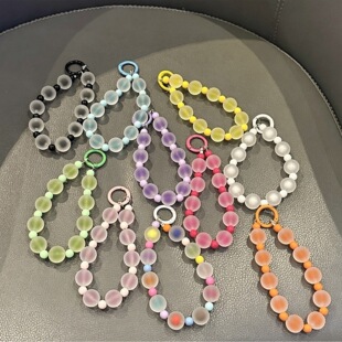 韩系甜美磨砂微透果冻糖果手工串珠手机链条挂件包包ccd相机配饰