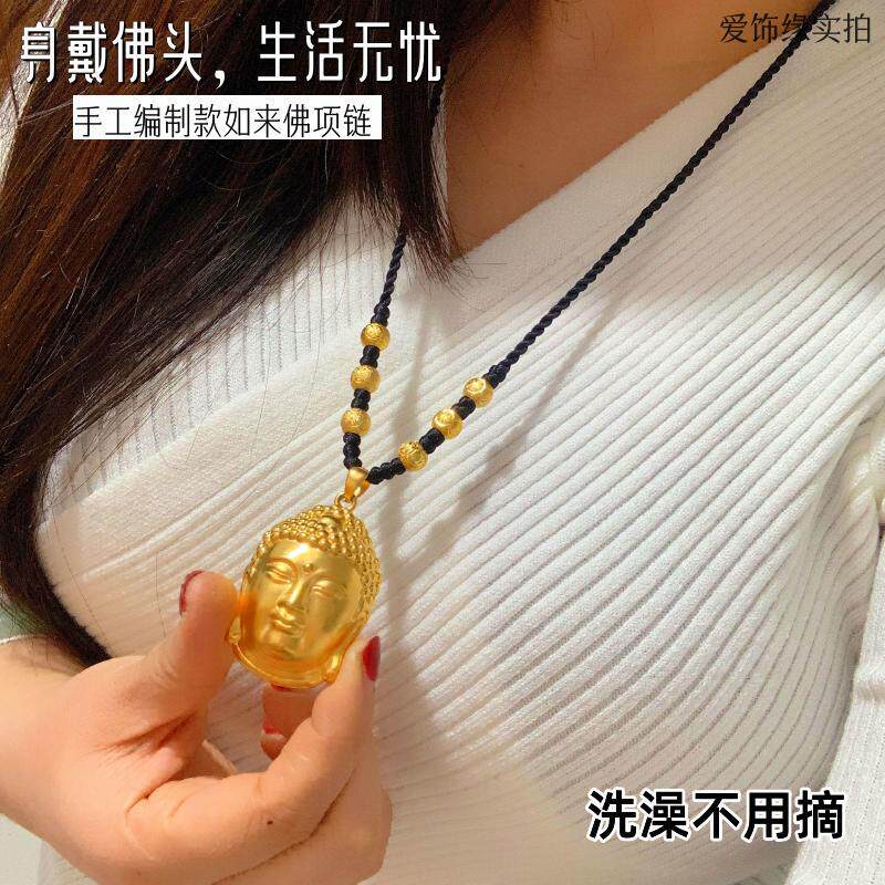沙金麻花链女大佛头毛衣链不掉色