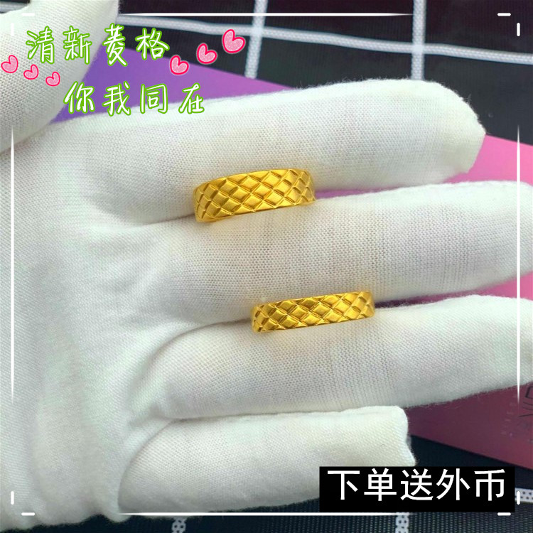 越南沙金男女情侣款对戒指镀黄金欧币活口指环不掉色简约订婚戒