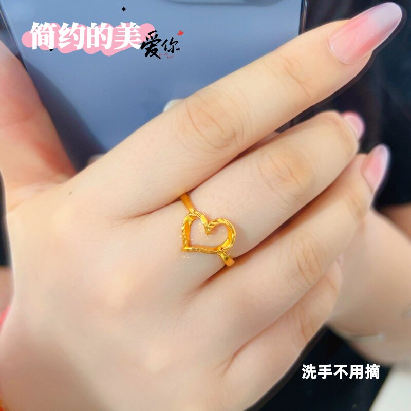 欧金多多越南沙金爱心女戒不掉色