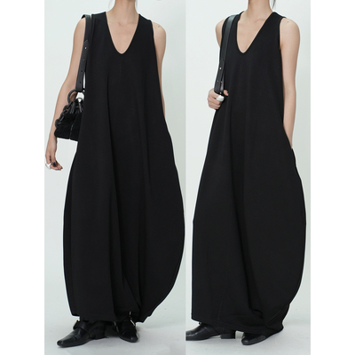 AIRROOM黑色U领无袖调性连衣裙