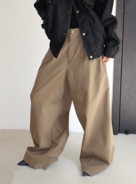 AIRROOM 小众高级西装阔腿裤设计感高腰垂感女宽松休闲直筒西裤