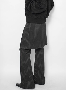 AIRROOM设计感屁帘休闲裤女日常宽松显瘦条纹直筒百搭阔腿长裤子