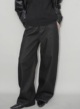 AIRROOM「加绒牛仔裤」极简百搭显瘦基础黑色保暖抗皱复古长裤