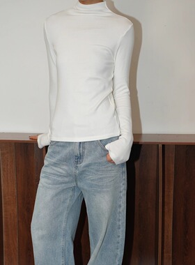 AIRROOM「五个色都推荐」加绒半高领极简修身显瘦百搭气质打底衫