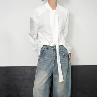 上衣 衬衫 AIRROOM「818新品 」又仙又帅时髦设计感百搭垂感飘带长袖