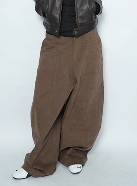 AIRROOM高个子专属！超帅的解构分割磨毛质感弯刀休闲裤长裤