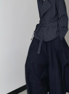 AIRROOM复古廓形叠层阔腿裤不规则设计感小众休闲裤慵懒度假裤裙