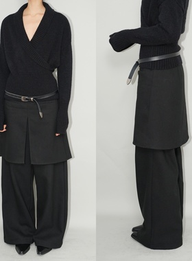 AIRROOM智感淡人加绒设计感小众裙裤时髦精bi备气质屁帘加厚西裤