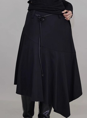 AIRROOM 不规则设计感百搭显瘦垂感纯色半身裙女