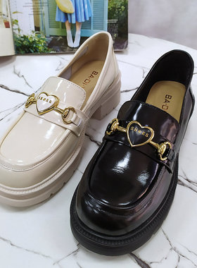 巴迪雅女鞋2022早春新款欧洲站真皮低跟英伦风单鞋软底皮鞋19962