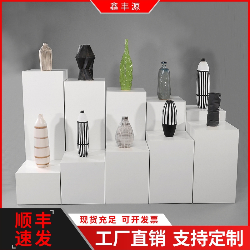 定制烤漆展示台展柜模特地台方形展台白色立柱底座陈列柜展会展厅