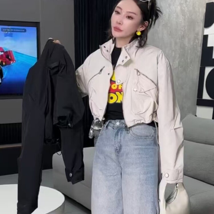 新品春秋短款外套 百搭个性时尚长袖帅酷短款上衣女街头欧洲站