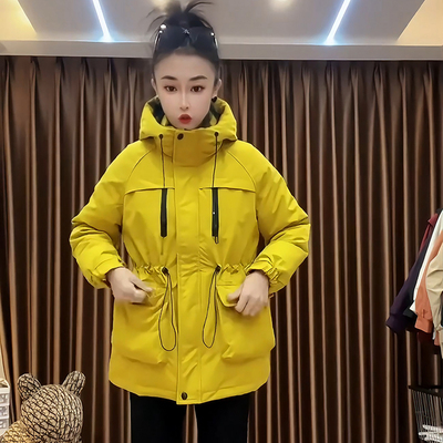 羽绒棉中长款欧货宽松版收腰棉服