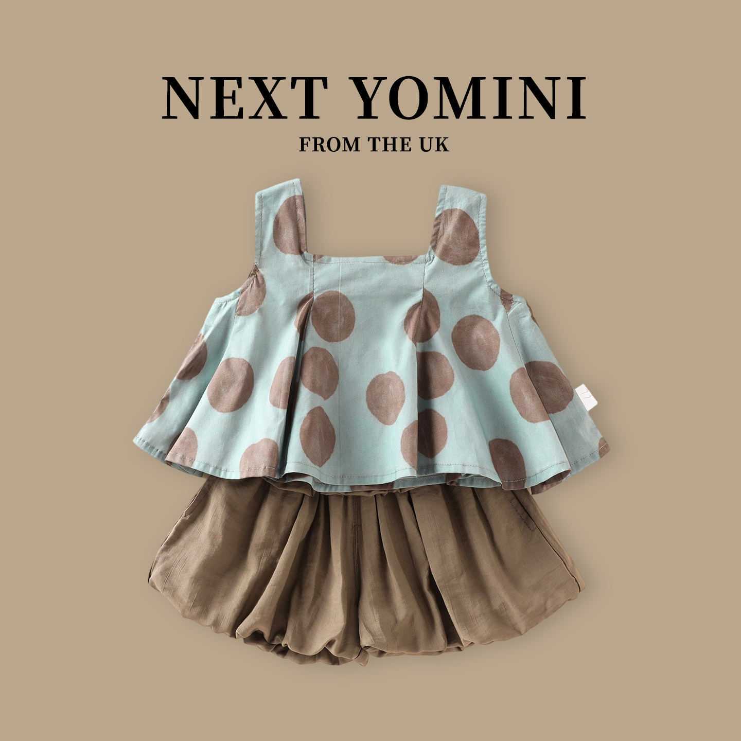 英国NEXT YOMINI女宝套装夏季婴幼童无袖背心短裤吊带纯棉两件套