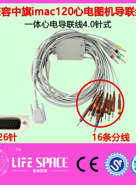 兼容武汉中旗iMac1800心电图十八导16条分线心电导联线 4.0香蕉插