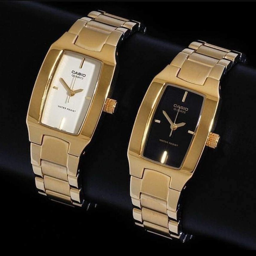 卡西欧金色表盘钢带气质女表长方形时尚简约ltp1165n ltp-v009