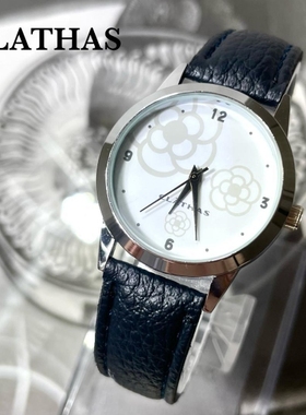 日本 CLATHAS简约时尚鲜花女士石英皮带三针女手表