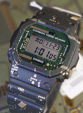 现货卡西欧迷彩电路板限量方块碳纤维手表三表带DWE-5600CC 5600R