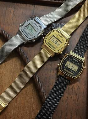 卡西欧手表女金色复古金属百搭学生防水小金表LA680WGA LA670WGA