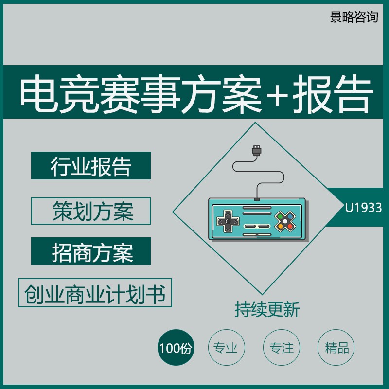 电子竞技游戏赛事招商活动企策划方案创业融资商业计划书行业报告