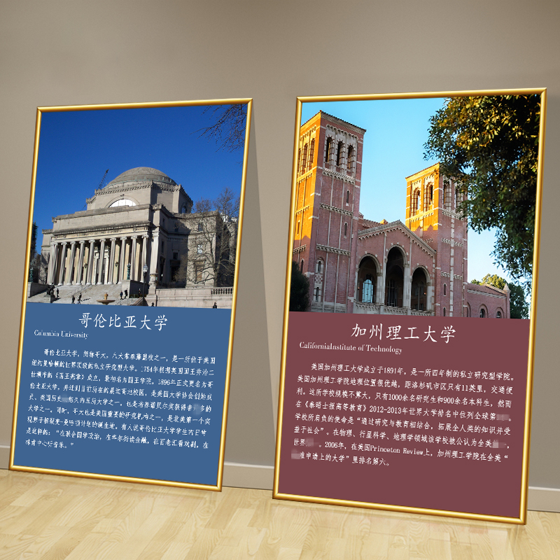国外名校简介墙贴纸高中励志大学哈佛牛津耶鲁学校布置装饰画海报图片