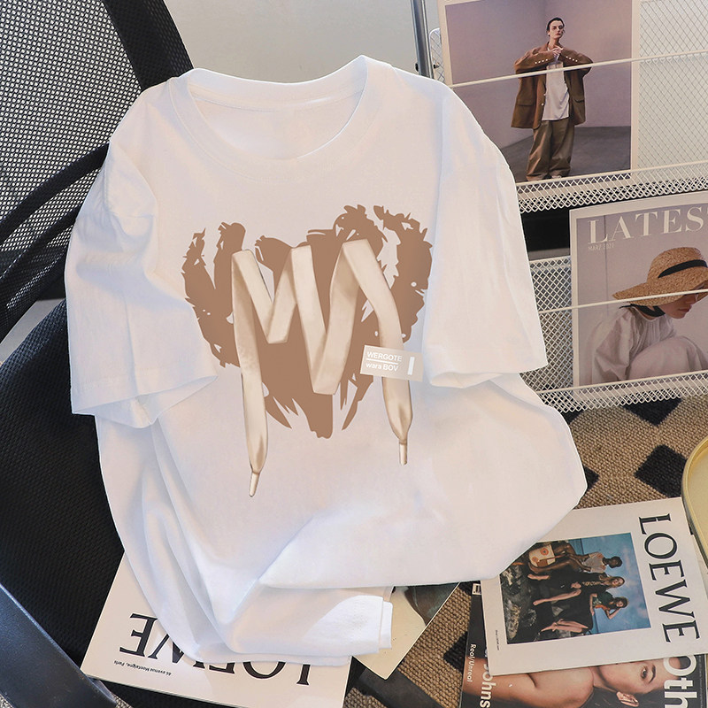 大码遮肚夏季纯棉半袖t恤港风