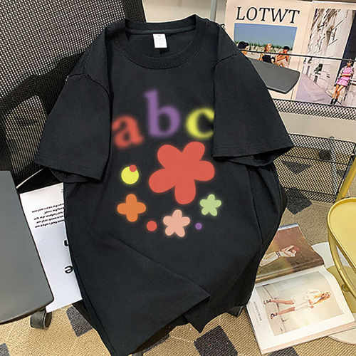 短袖黑色宽松休闲春夏季上衣国潮