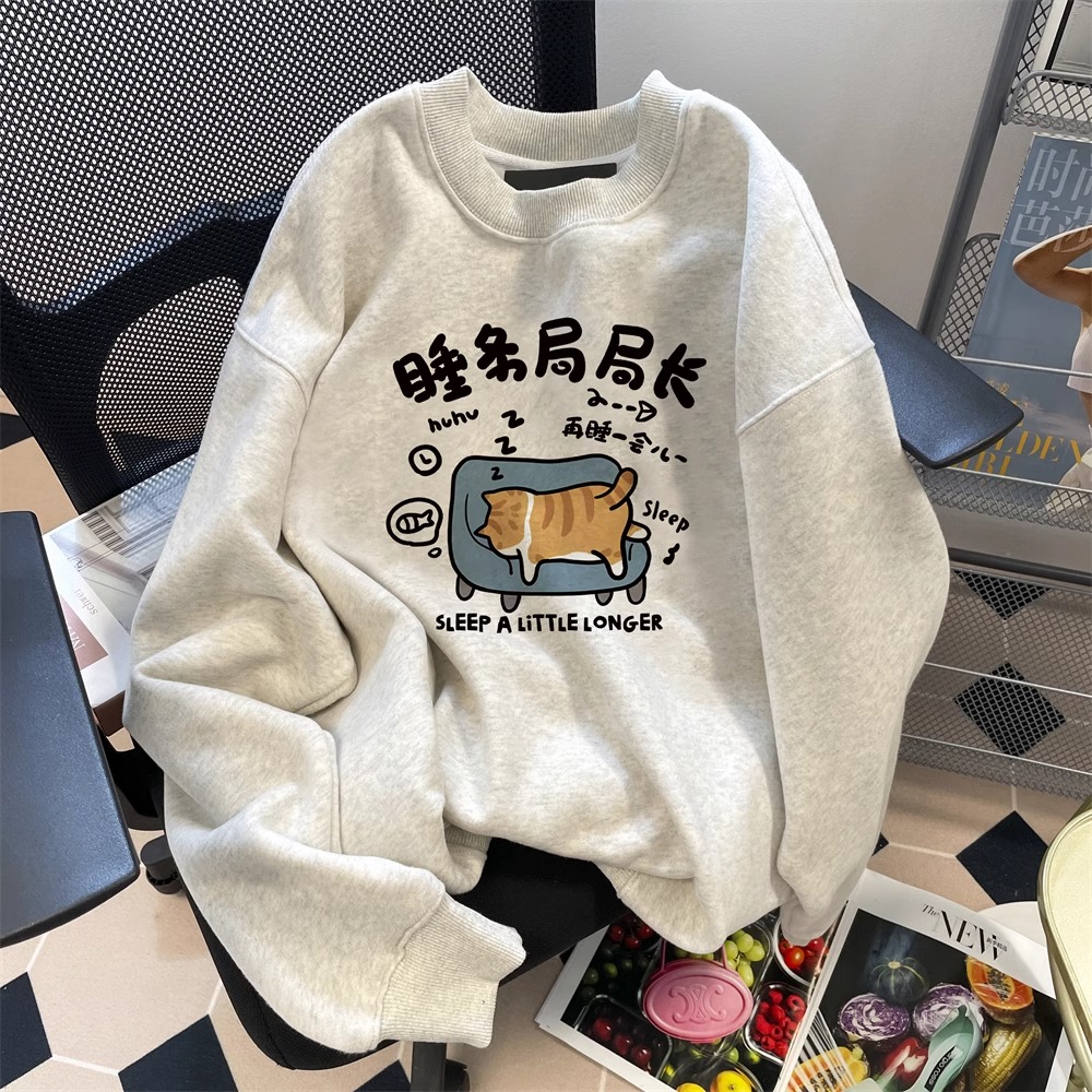 2025新款情侣装卫衣女秋冬加绒加厚宽松慵懒风oversize外套上衣潮