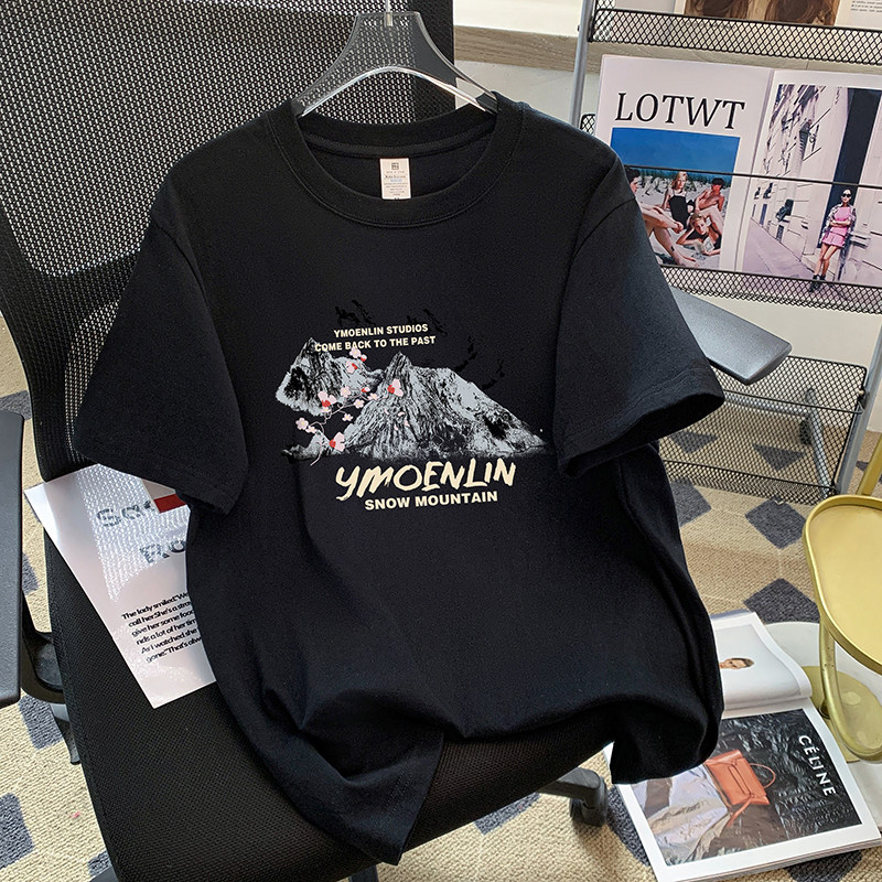 捡漏韩版ins重磅纯棉字母印花短袖夏季国潮牌百搭显瘦情侣圆领t恤