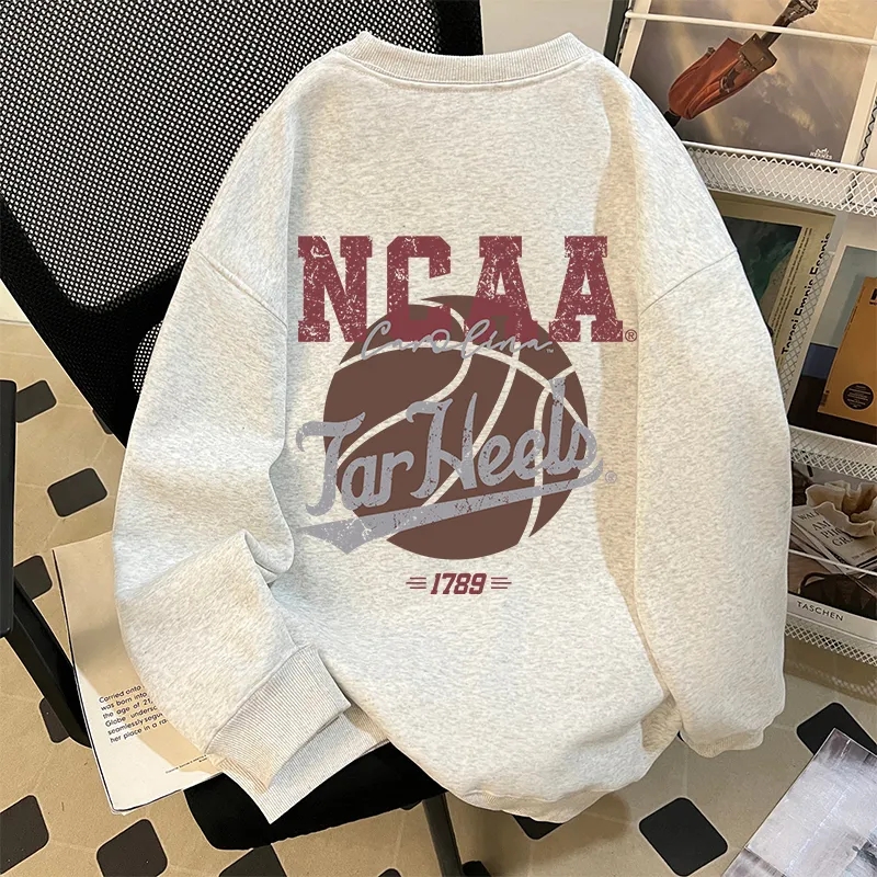 2025新款春秋冬加绒加厚卫衣女宽松圆领套头长袖上衣情侣装外套潮